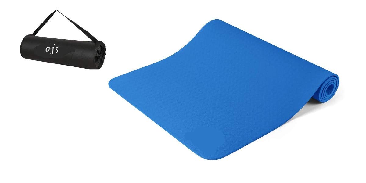 OJS Yoga Mats For Women And Men With Bag Exercise mat for home workout gym mat Anti Slip Yoga mat Workout mat Yoga Mat For Kids (6MM, BLUE)