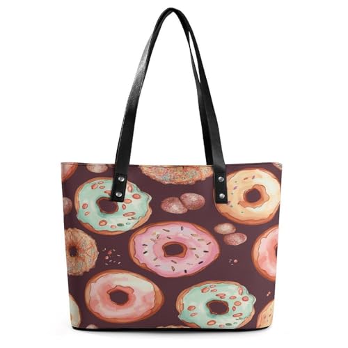 Sac fourre-tout donuts femme | Grand sac bandoulière cuir souple à fermeture