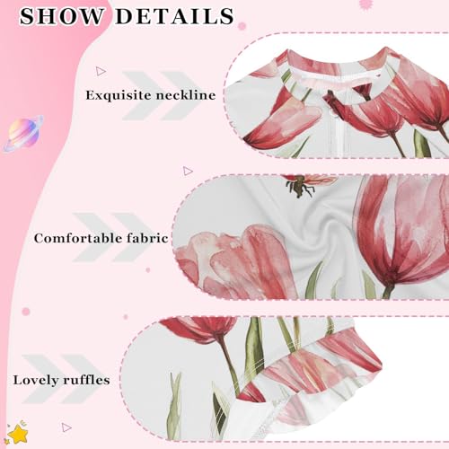 KLL Nature Flower White 1 Piecing Girls Swimsuit Long Sleeve Swimsuits for Teens Girls Bathing Suit Toddler 11-12 Year4