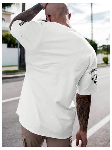 Men's Letter Graphic Tee Shirt Short Sleeve Crew Neck Cool Baggy Shirts2