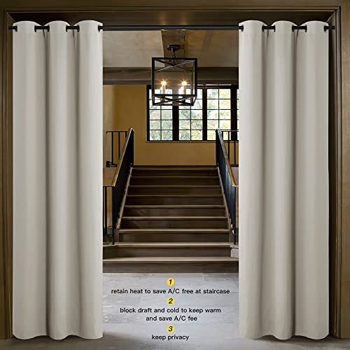 Image of NICETOWN Natural Door Curtain for Doorway Privacy, Curtains 84 Inch Length, Room Divider Curtain Cover, Blackout Temporary Insulated Closet Curtain for Bedroom Closet (1 Panel, 5ft Wide)