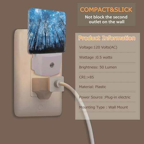Image of YASHILAIYA Night Sky Night Light,Starry Night Sky Trees Night Lights Plug into Wall with Dusk to Dawn Light Sensors Nightlights for Bedroom Bathroom Hallway Kitchen Gifts Ideal for Girls Women