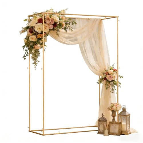SIMHOMSTOR 4.95 * 6.56 FT Backdrop Frame Stand, Wedding Decor Metal Arbor Flower Stand, Balloon Arch Backdrop, Golden