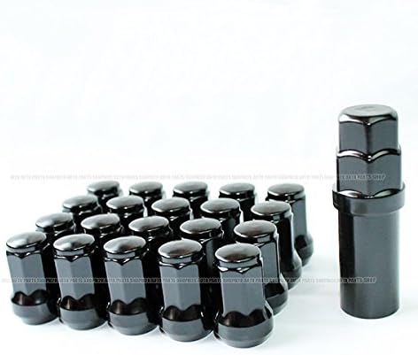 Amazon 盗難防止 スチール ヘプタゴン ホイールナット M12 ロックナット P1 5 個セット 専用ソケット付き ブラック ロック ナット 車 バイク