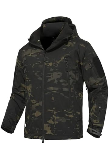 HARGLESMAN Men's Outdoor Waterproof Soft Shell Hooded Fleece Military Functional Keep Warm Jacket2