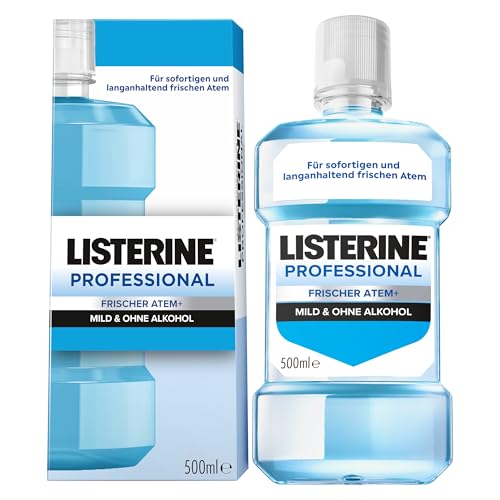 LISTERINE Professional Frischer Atem+, Zahnspülung, Mundgeruch bekämpfen, antibakterielle Mundspülung gegen Mundgeruch, für frischen Atem, Mundspülung ohne Alkohol, 500 ml