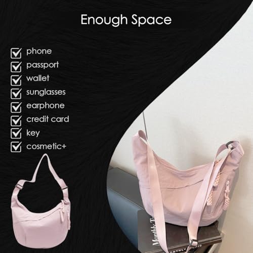 Image of Lyrovo Travel Crossbody Crescent Bags for Women Over Shoulder Purse with Zipper Half Moon Sling Bag & Waist Bag Unisex Chest Bag