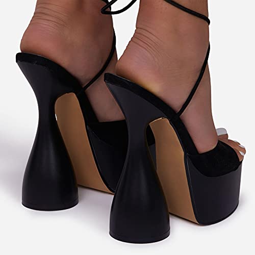 anteikira Women's High Heels Fashion Platform Ankle Straps Special Heel Round Open Toe Stone Pattern Summer Shopping Work Pumps2