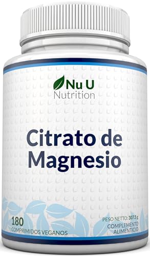 Citrato de Magnesio - 200 mg | 180 Comprimidos (Suministro para 6 Meses) | Complemento alimenticio de Nu U Nutrition