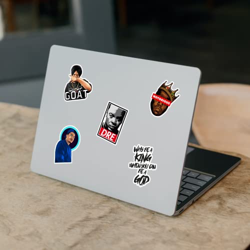 Image of CodersParadise Hip Hop Rappers Sticker Pack- Set of 52 Waterproof Vinyl Self-Adhesive Stickers for Laptop, Scrapbook & Mobile Phone| Tupac, MC Stan, Eminem, Divine | Durable, Residue-Free Music Decals