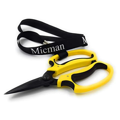 Micman Professional Grade Floral Scissors. High Carbon Steel Teflon Coated Blade (no rust) with Comfort Grip Handle. Cover