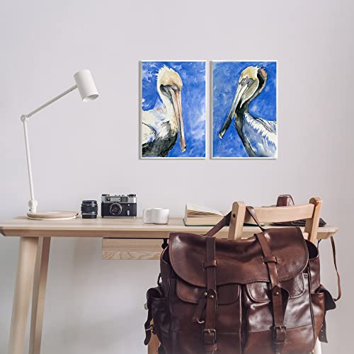Image of Nautical Pelican Portrait, 10 x 15 Inch Mounted Print on Wall Plaque Set