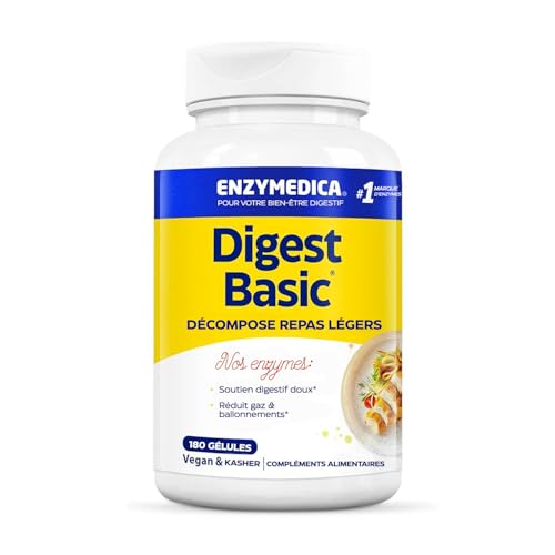 Enzymedica, Digest Basic, Formule Enzymatique, Réduit Gaz Et Ballonnements, Améliore L'Absorption Des Nutriments Et L'Énergie, Magnésium, Phytase, Sans...