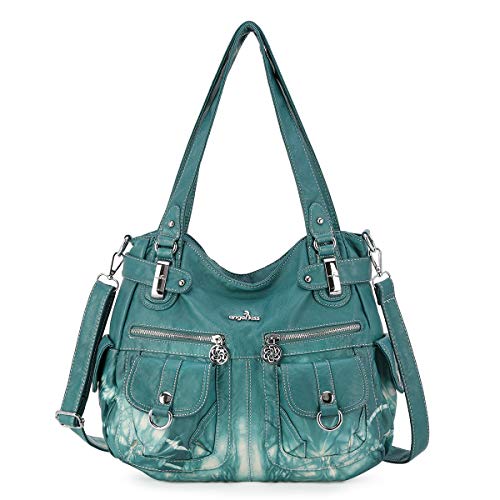 Angel Kiss Women Handbags Shoulder Bags Washed Leather Satchel Tote Bag Mutipocket Hobo Purse