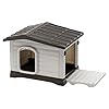 Ferplast Outdoor Kennel Dog House DOGVILLA 60 in Resistant Thermoplastic Resin Opening Side Panel Gray 87252799 Small