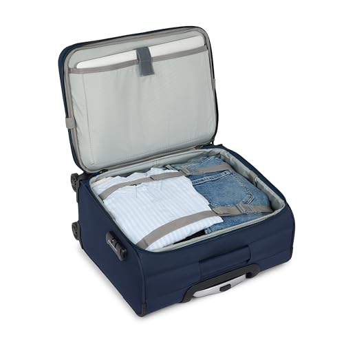Image of SWISS MILITARY Parker Pro 48L Laptop Overnighter Trolley Bag 15.6 inch Business Cabin Luggage with 360 Degree Wheels Aluminum Trolley Utility Pockets Office Commutes Business Trips Airport Travel Navy