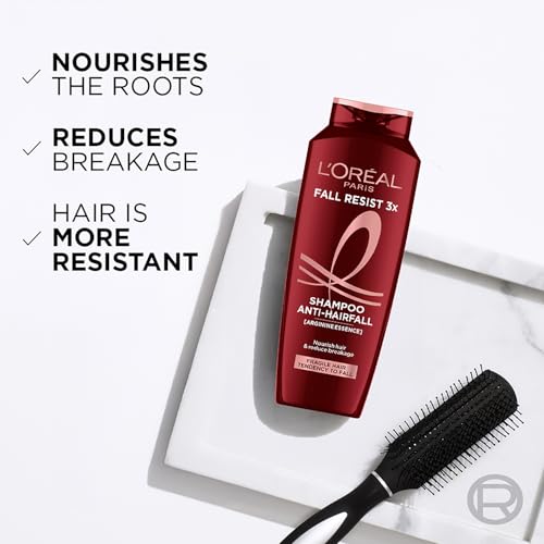 Image of L'Oreal Paris Anti-Hair Fall Shampoo, Reinforcing & Nourishing for Hair Growth, For Thinning & Hair Loss, With Arginine Essence and Salicylic Acid, Fall Resist 3X, 180 ml