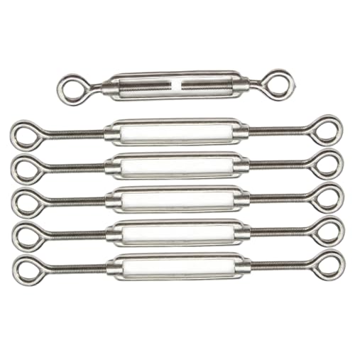 Turn Buckle Tensioner 6 piezas, tensor de acero inoxidable 304 ajustable O a O para cables, velas de sombra, colgado de luces y barandales de cubierta miniatura 7