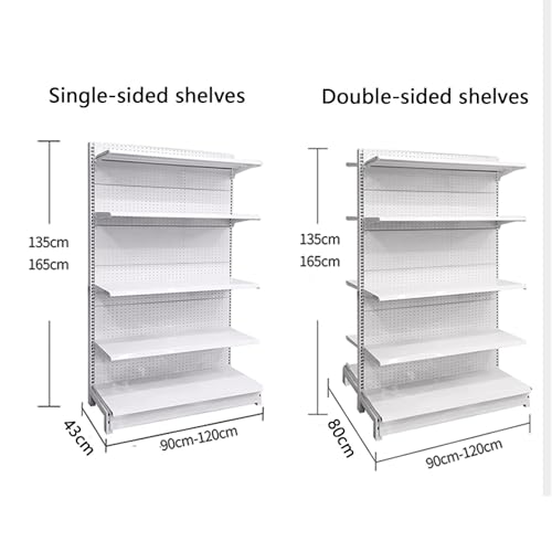 Scaffale a gondola per vendita al dettaglio, espositore versatile per supermercati, negozi di alimentari, negozi di liquori e uffici, robusti ripiani bianchi (90 x 80 x 135 cm) per una visibilità