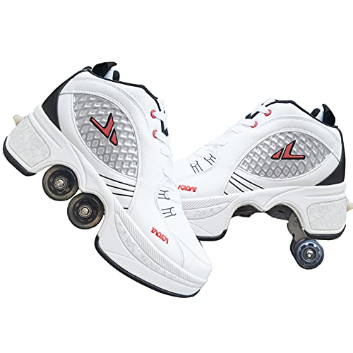 Roller Skates/2 in 1Multifunctional Roller Skates Shoese/Deformation Invisible Roller Skate Automatic Walking Shoes.Suitable for Outdoor Sports Roller Skates for Boys, Girls and Adults