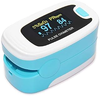 CONTEC-50N Finger Pulse Oximeter SpO2 Blood Oxygen Saturation MonitorPortable Blood Oxygen Monitor for Heart Rate SpO2 Level,Soft Silicone Ring Spo2 Monitor for Adult with TFT Screen(Blue)