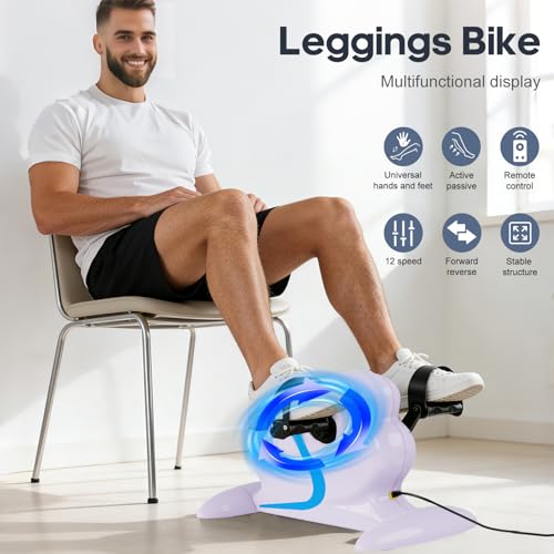 Image of Motorized Exercise Bike for Seniors with Leg Support, Electric Pedal Exerciser for Arm & Leg Exercise Remote Control 10 Adjustable Speeds Forward & Reverse Pedaling LCD Display for Home Use