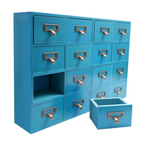 Armoire à pharmacie vintage avec 16 tiroirs, coffres d'apothicaire et boîte de rangement pour herbes, bureau en bois, pour pots de pharmacie et médicaments...