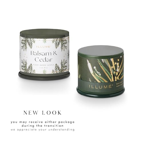 Image of Illume Demi Vanity Tin Candle, Balsam & Cedar, Signature 3 oz.