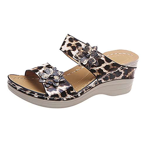 Woaikeyu Cuña Sandalias Mujer Verano Casual Zapatos Moda Cómodas Plataforma Sandalias, marrón, 37 EU