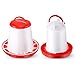 Patelai Küken Feeder und Trinkbrunnen Kit Hängender Geflügelfutter Automat Geflügelbrunnen Kunststoff Geflügeltrinker für Farm, Hühnerstall, Huhn, 1,5 L Tränke und 1,5 Kg Feeder Set