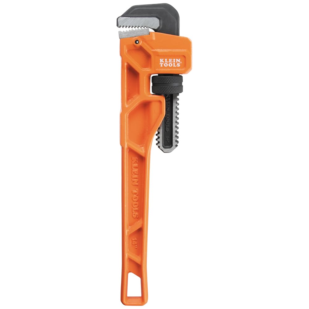 Klein Tools 68227 Llave de tubo de hierro fundido de 14 pulgadas, llave de fontanería ajustable resistente con mango de viga en I, capacidad de mandíbula de 2 pulgadas