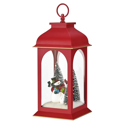 Diorama de Navidad en farol iluminado pequeño con diseño de muñeco de nieve 7