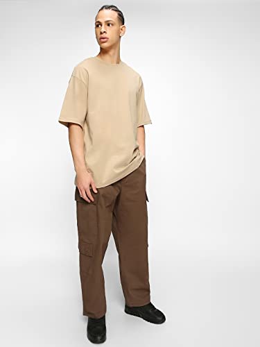 Image of Bewakoof Men's 100% Cotton 220 GSM Solid Oversized Fit Round Neck T-Shirt