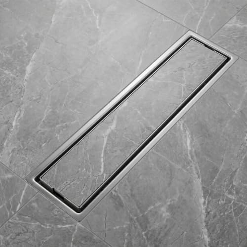 Image of Tapsa Tile Insert Floor Drain | 304 Stainless Steel | Invisible Shower Drain Channel | Shower Drain Channel | Water Drain Channel | with Cockroach Trap. (16X4, SS Matte Tile Insert Floor Drain 20 mm)