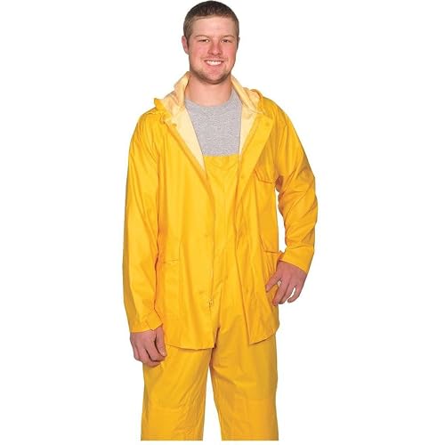 Gempler's Sugar River Rain Jacket and Bibs, PVC-on-Nylon, Yellow, Size Medium