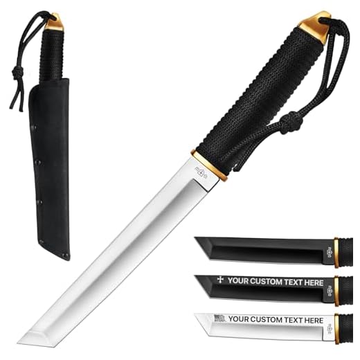 Grand Way Japanese Fixed Paracord Tanto Knife - Fixed Polished Blade Paracord Handle 2307