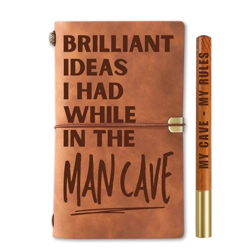 InnoBeta Man Cave Gifts, Man Cave Sign, Leather Journal Notebook