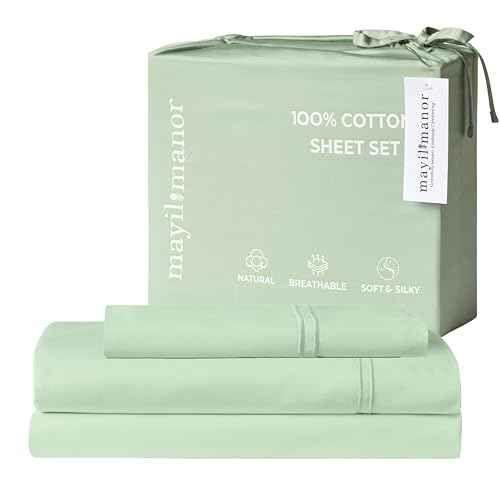 Mayil Manor 500 TC Single-Ply Sateen Twin Set (Sage)