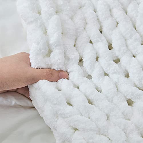 Sunyrisy Chunky Knit Throw Blanket, Luxury Soft Cozy Chenille Throw Blanket, Large Throw Bed Blanket For Couch, Sofa, Home Decor,Gift - Machine Washable (White 40X48 In) #TOP2