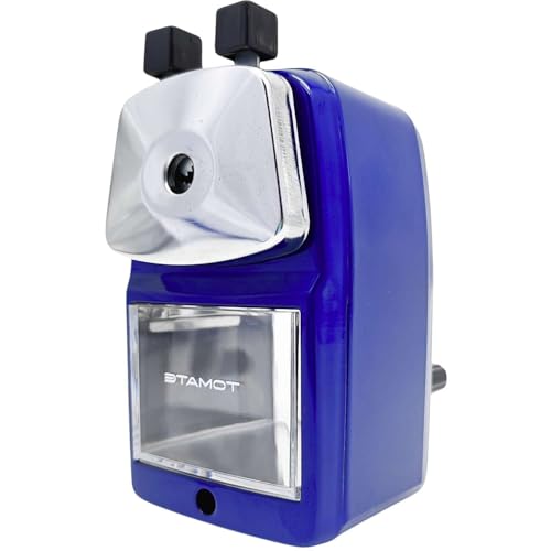 Apontador de Mesa Manual para Lápis com Manivela e Reservatório Coletor Clipe de Fixação