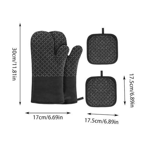 4PCS Oven Mitts&Pot Holders Pads Set, Silicone Oven Mitts, Kitchen Items - image 2