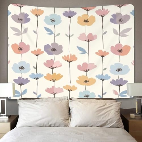Décorations de plage imprimées fleurs 3D drap mural en polyester doux - 4
