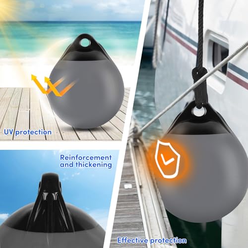 VEITHI 1 Pack 9.8 x 12.2 in Boat Buoy Balls Anchor Buoy Round Boat Fenders,Vinyl Inflatable Boat Mooring Buoys with Needles,Boat Buoys Bumpers for Anchoring/Marking/Docking/Marker Buoys Grey by VEITHI - Image 7