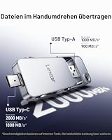 Lexar D70E 1TB Dual Drive Externe SSD,bis zu 2000 MB/s Lesen, 1800 MB/s Schreiben, Kabellose, Tragbare SSD für USB-Typ-C-/Typ-A-Geräte, Kompatibel mit iPhone 17 – Ansicht 4