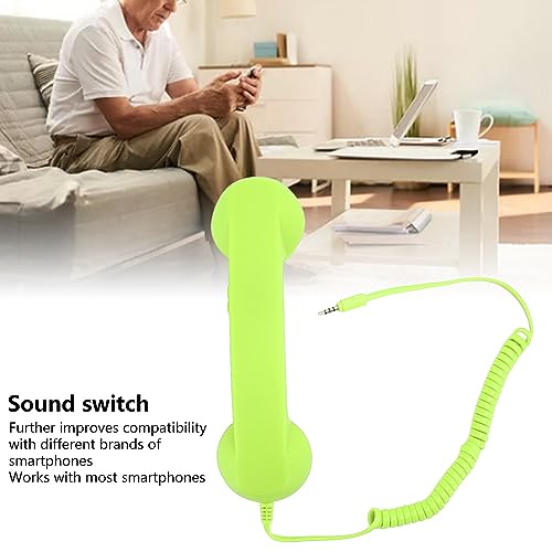 Telefone retrô, botão de resposta de um toque, controle de volume, interruptor de som, plugue de som