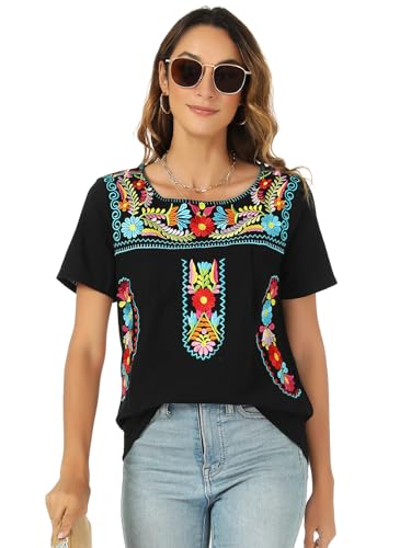Mexican Shirts for Women Traditional Embroidered Tops Cinco De Mayo Fiesta Style Outfit2