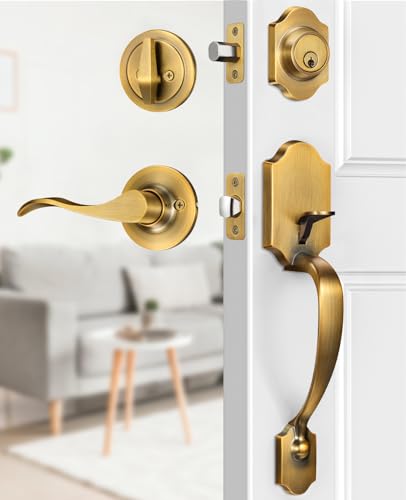 Brightify Antique Brass Front Door Lock Set image