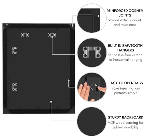 Americanflat 17x22 Picture Frame with Polished Plexiglass - Black Picture Frame - Wide Photo Frames Made of Engineered Wood for Vertical or Horizontal Wall Display - Epic Collection - Black by Americanflat - Image 2