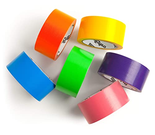 Craftzilla Rainbow Colored Duct Tape — 6 Bright Duct Tape Colors — 15 Yards X 2 Inch — Waterproof Duct Tape — Colored Duct Tape Multipack For Arts — Heavy Duty Duct Tape — Color Duct Tape Rolls #TOP6