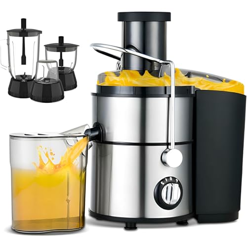 Combo De Licuadora Y Exprimidor Eléctrico 4 En 1, Exprimidor Centrífugo Con Conducto De 65 Mm De...